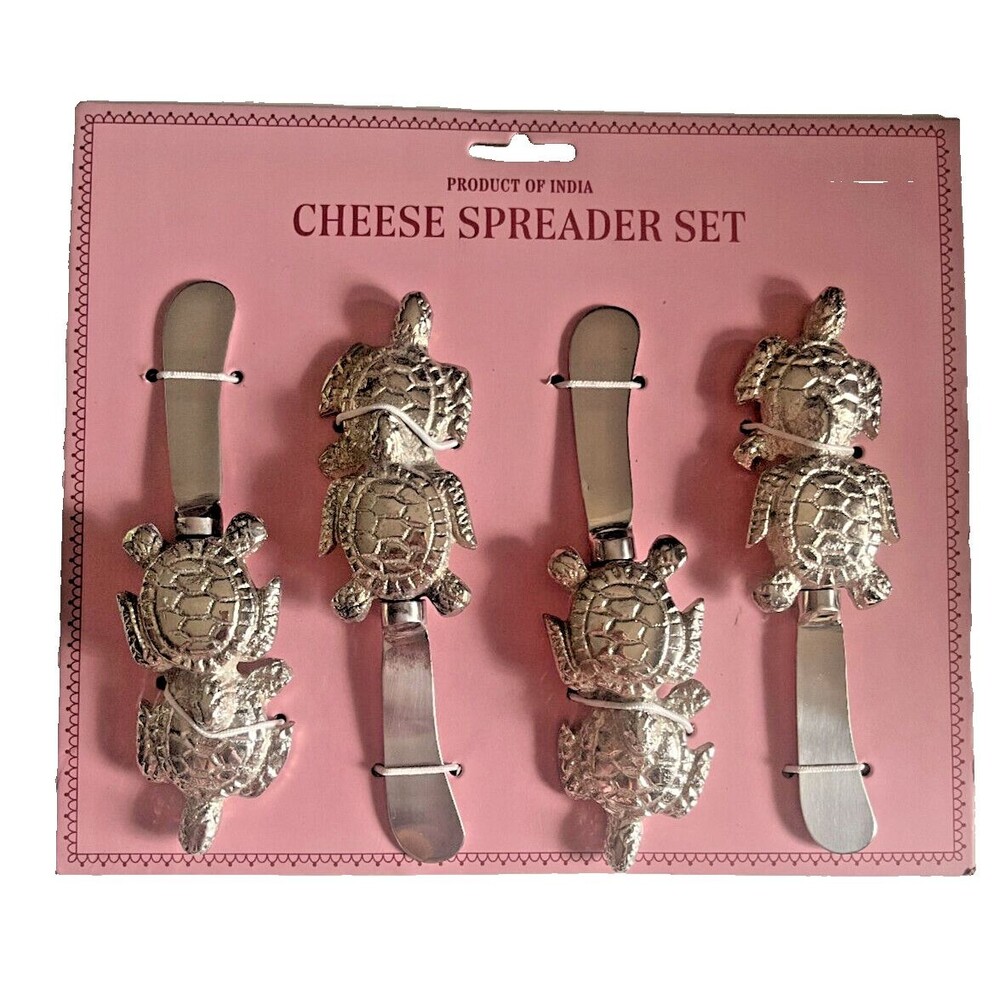 Sea Turtle Cheese Spreader Charcuterie Knife Jam Jelly Nautical Beach Set of 4